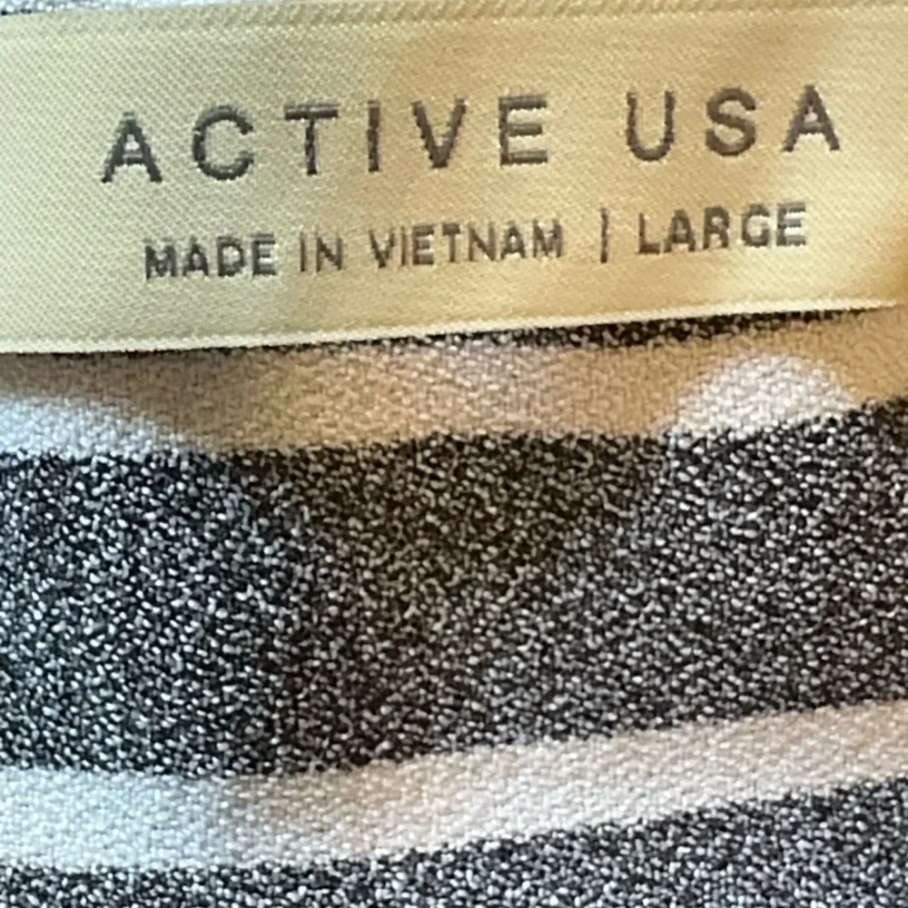 Active USA Black & White V Neck Striped Cami Jumpsuit (L) Tall - Picture 2 of 7